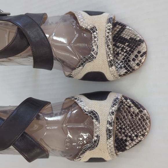 Calvin Klein Zahara Snakeskin Print Pattern Strappy High Heels 9M Tan Brown - Picture 12 of 16